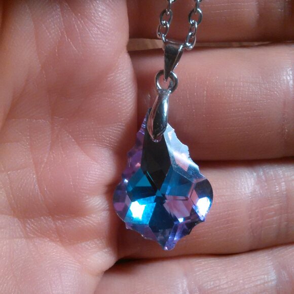 Mystic Color Crystal Baroque Brass Pendant Stainless Steel Necklace - Picture 13 of 16